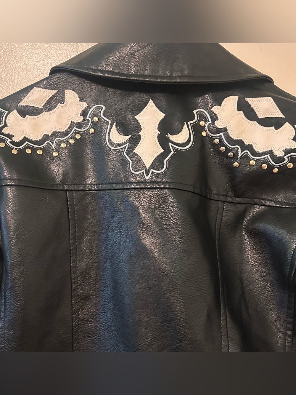 Stoosh Black Embellished Western Faux Leather Jacket - Picture 9 of 11